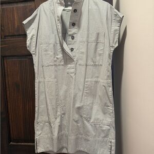 Everlane gray striped workwear  Button-Up Dress. So